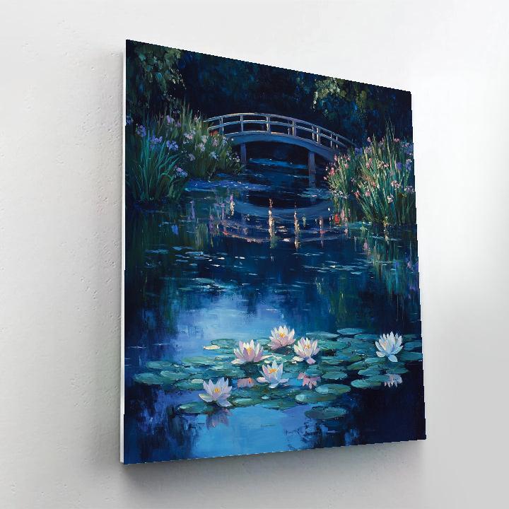 Claude Monet Inspired Giverny Bridge Twilight Reflection paint by color