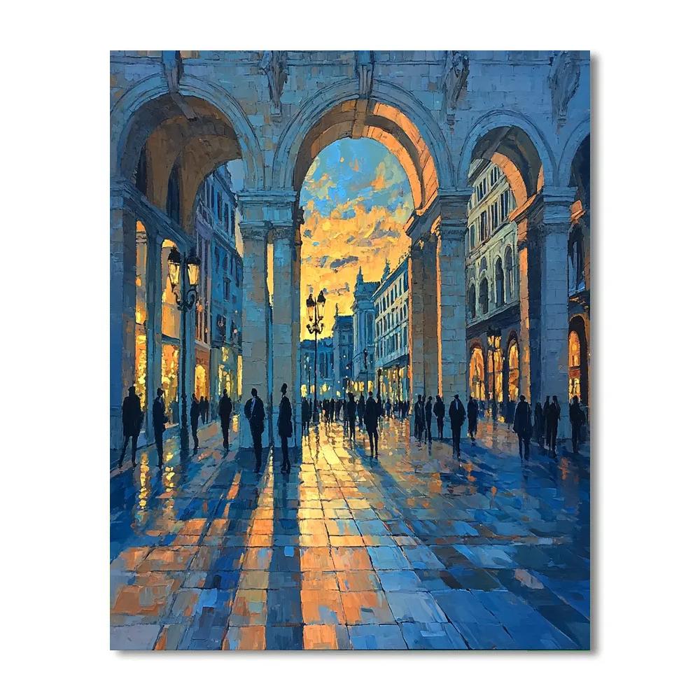 Giorgio De Chirico Inspired Empty Plaza paint by color