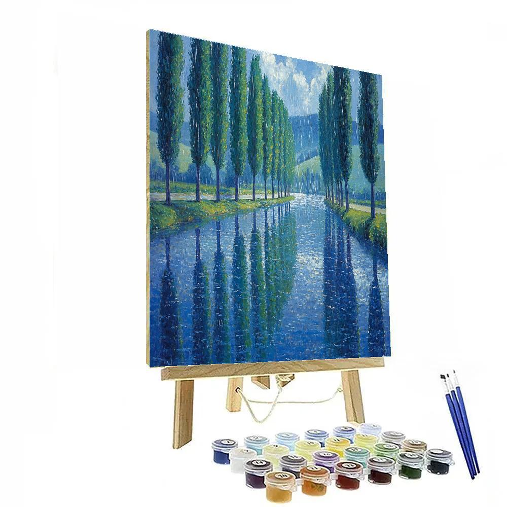 Claude Monet Inspired River Poplar Study In Rain Paint by numbers kits