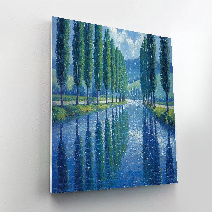 Claude Monet Inspired River Poplar Study In Rain Paint by numbers kits