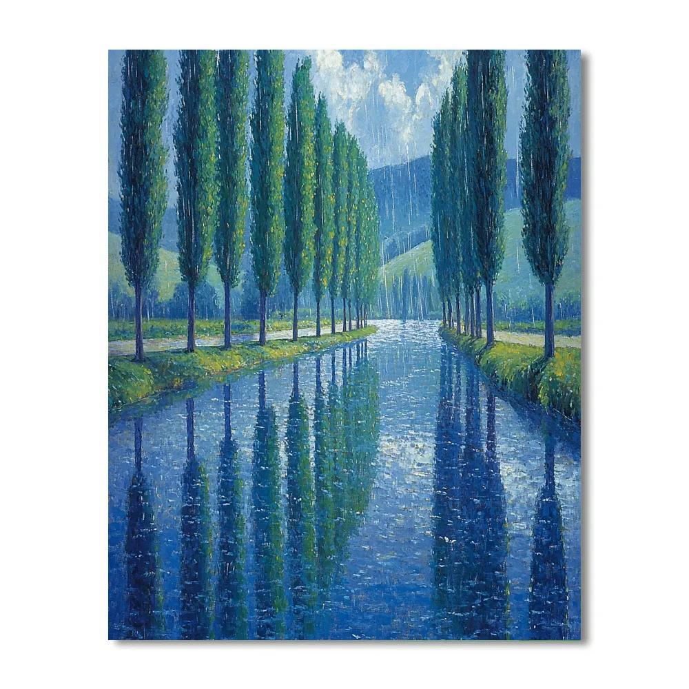Claude Monet Inspired River Poplar Study In Rain Paint by numbers kits