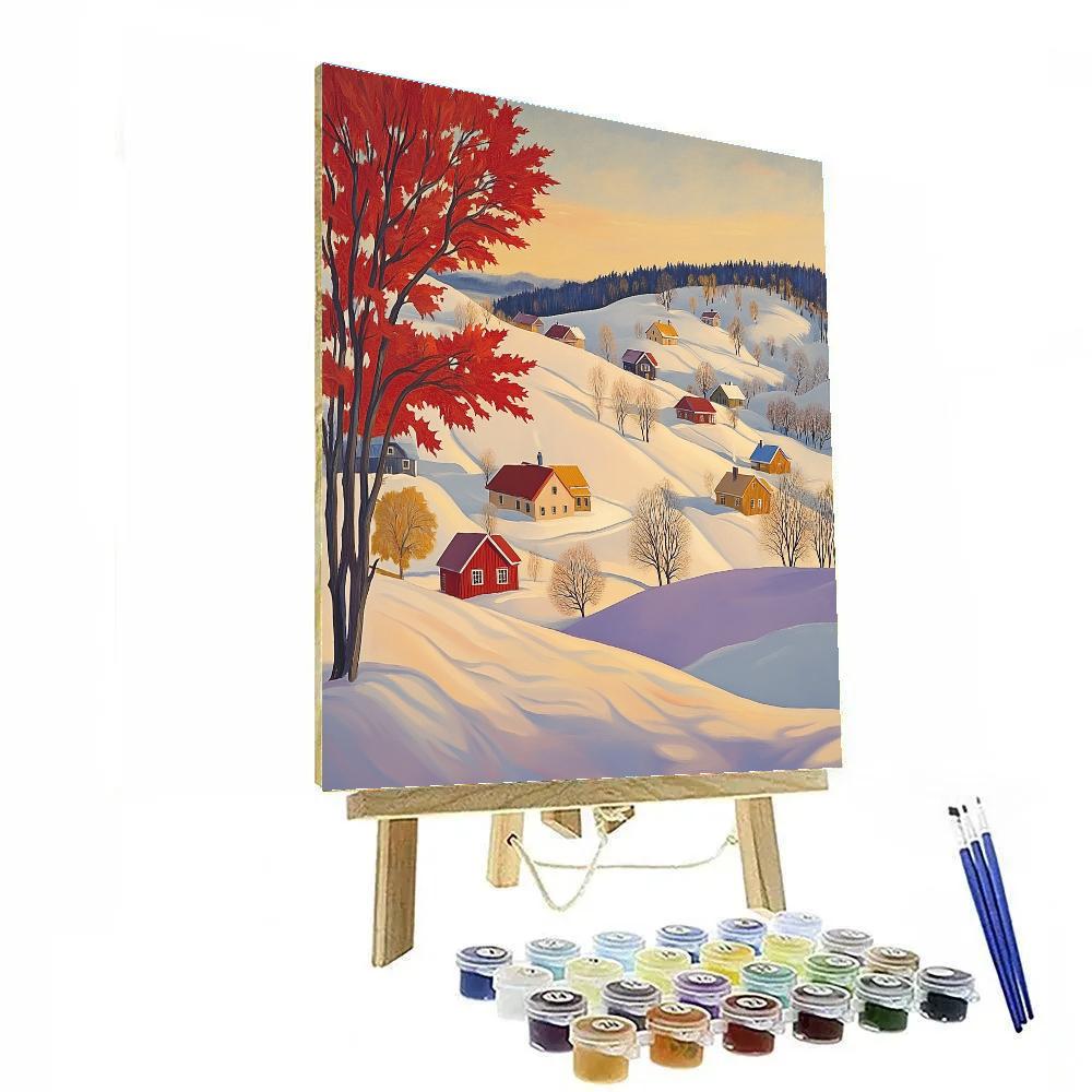 A.Y. Jackson Inspired Winter Village Light Without People Numbered painting kits