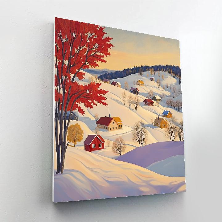 A.Y. Jackson Inspired Winter Village Light Without People Numbered painting kits