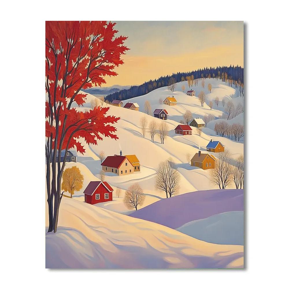A.Y. Jackson Inspired Winter Village Light Without People Numbered painting kits