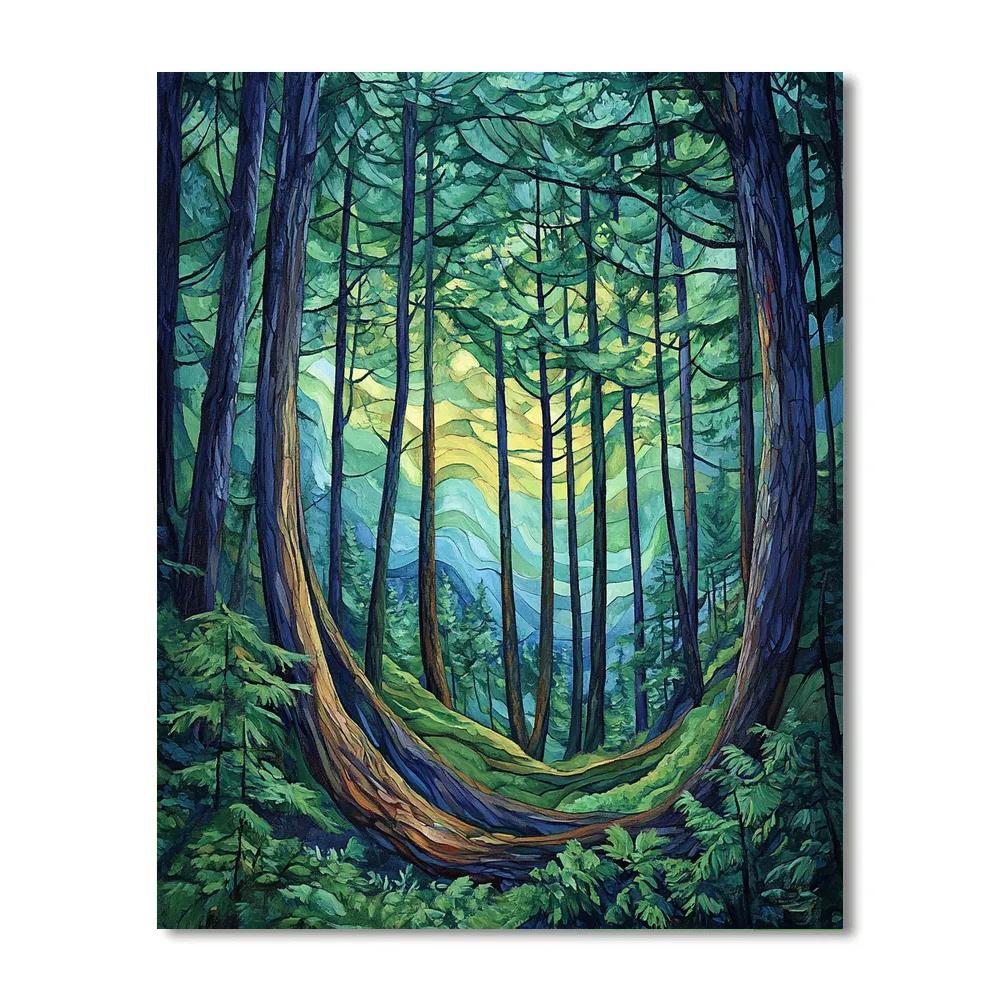 Emily Carr Inspired Cathedral Grove Canopy paint by numbers