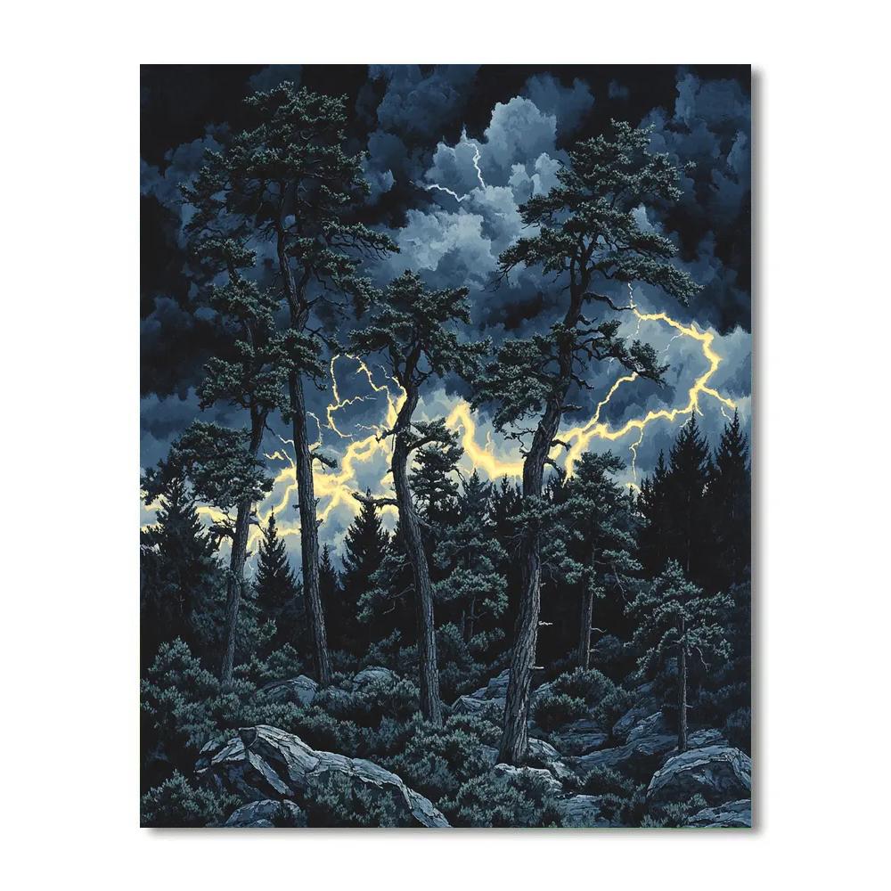 Francisco Goya Inspired Twisted Pines Beneath Thunderclouds Numbered painting kits
