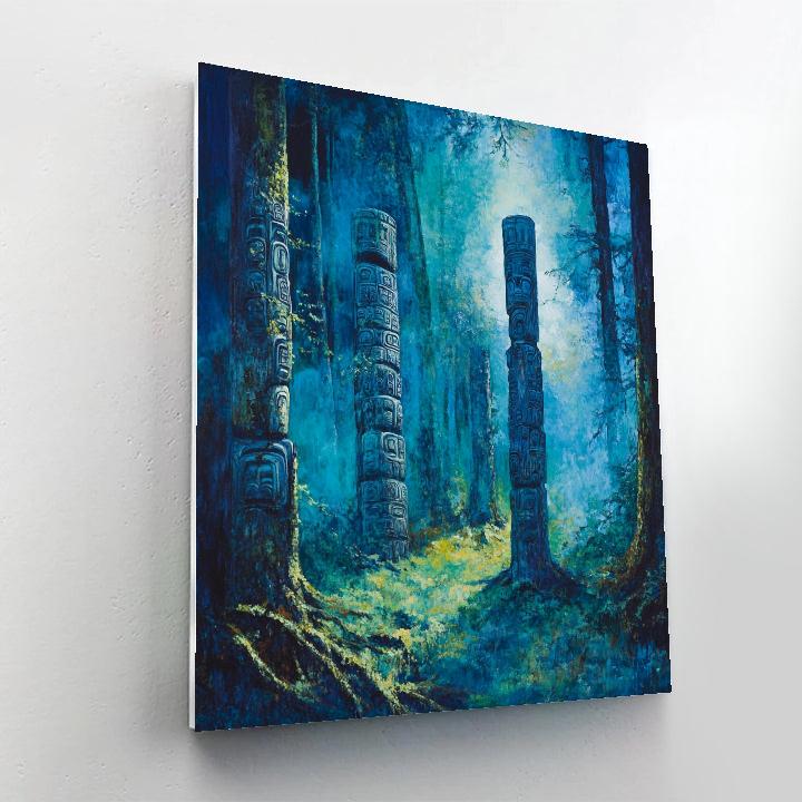 Emily Carr Inspired Totem Ruins In Moss Numbered painting kits
