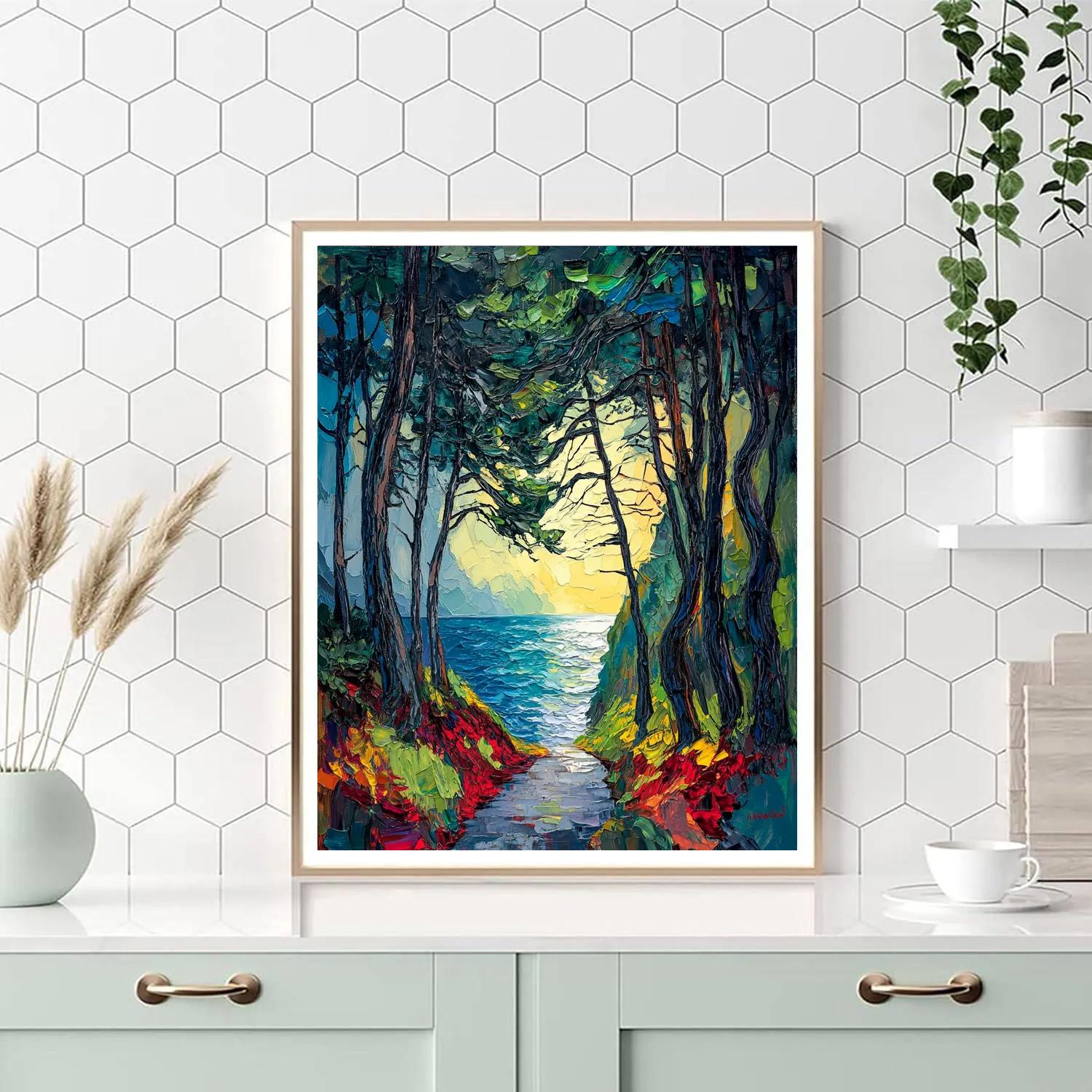 Edvard Munch Inspired Enchanted Fjord Forest DIY paint by numbers