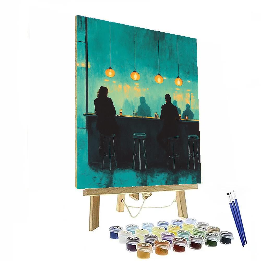 Edward Hopper Inspired Night Cafe paint by color