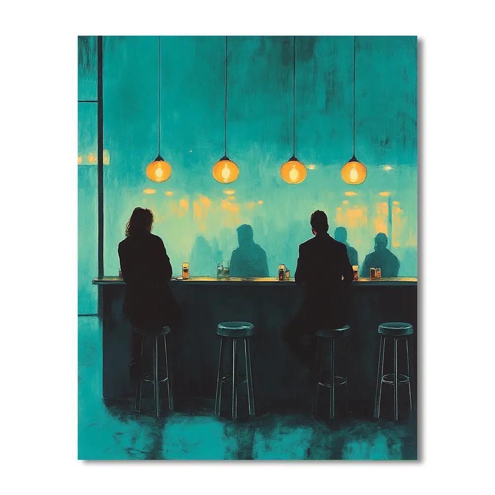 Edward Hopper Inspired Night Cafe paint by color
