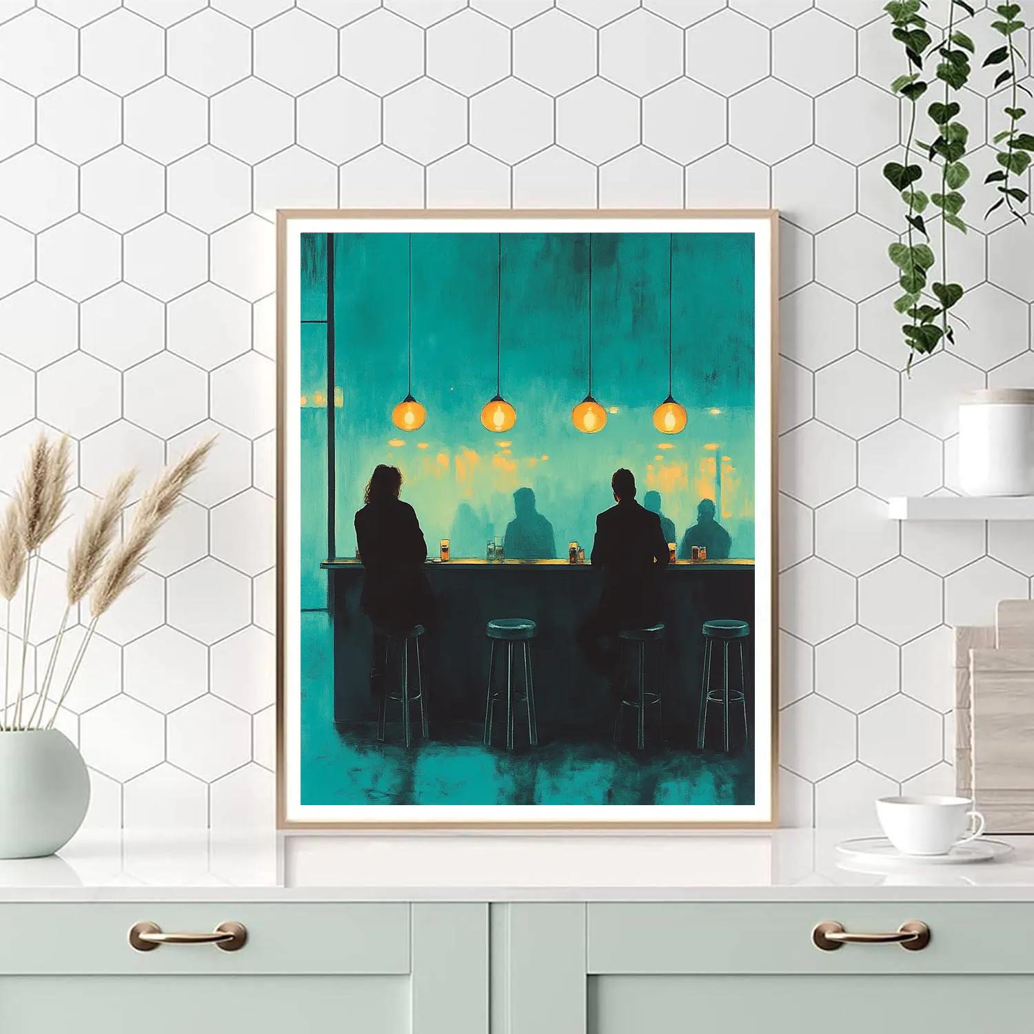 Edward Hopper Inspired Night Cafe paint by color