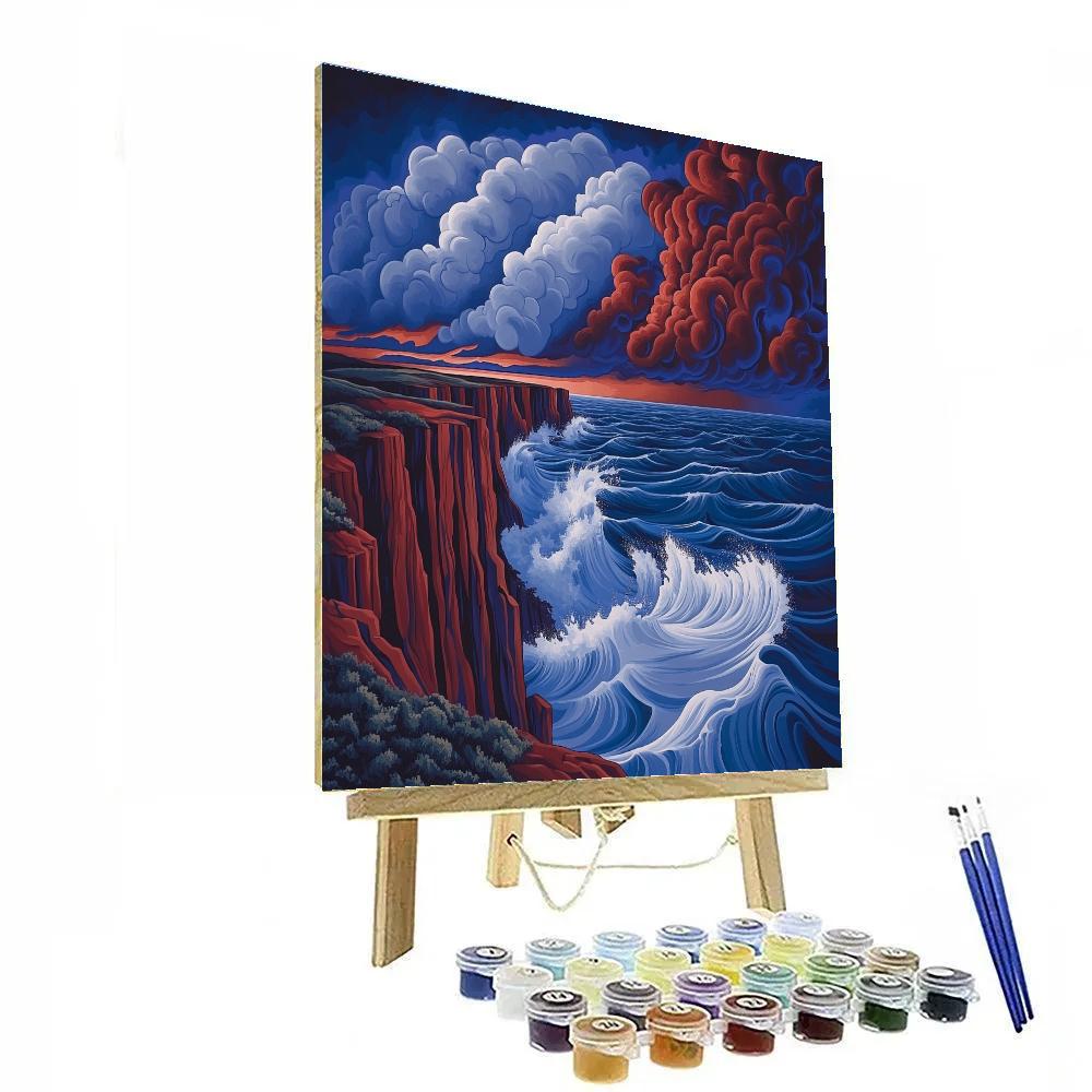 Edvard Munch Inspired Stormsong Cliffs DIY paint by numbers