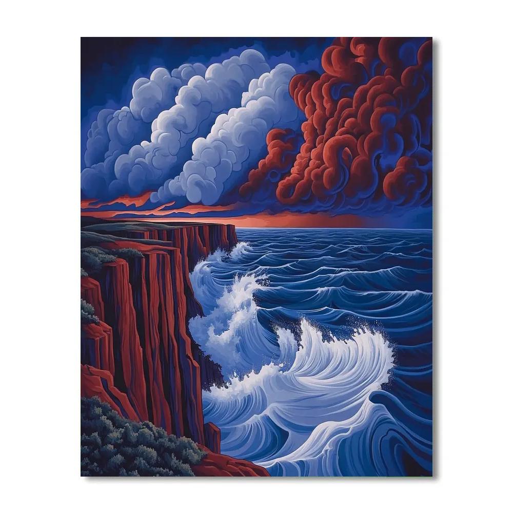 Edvard Munch Inspired Stormsong Cliffs DIY paint by numbers