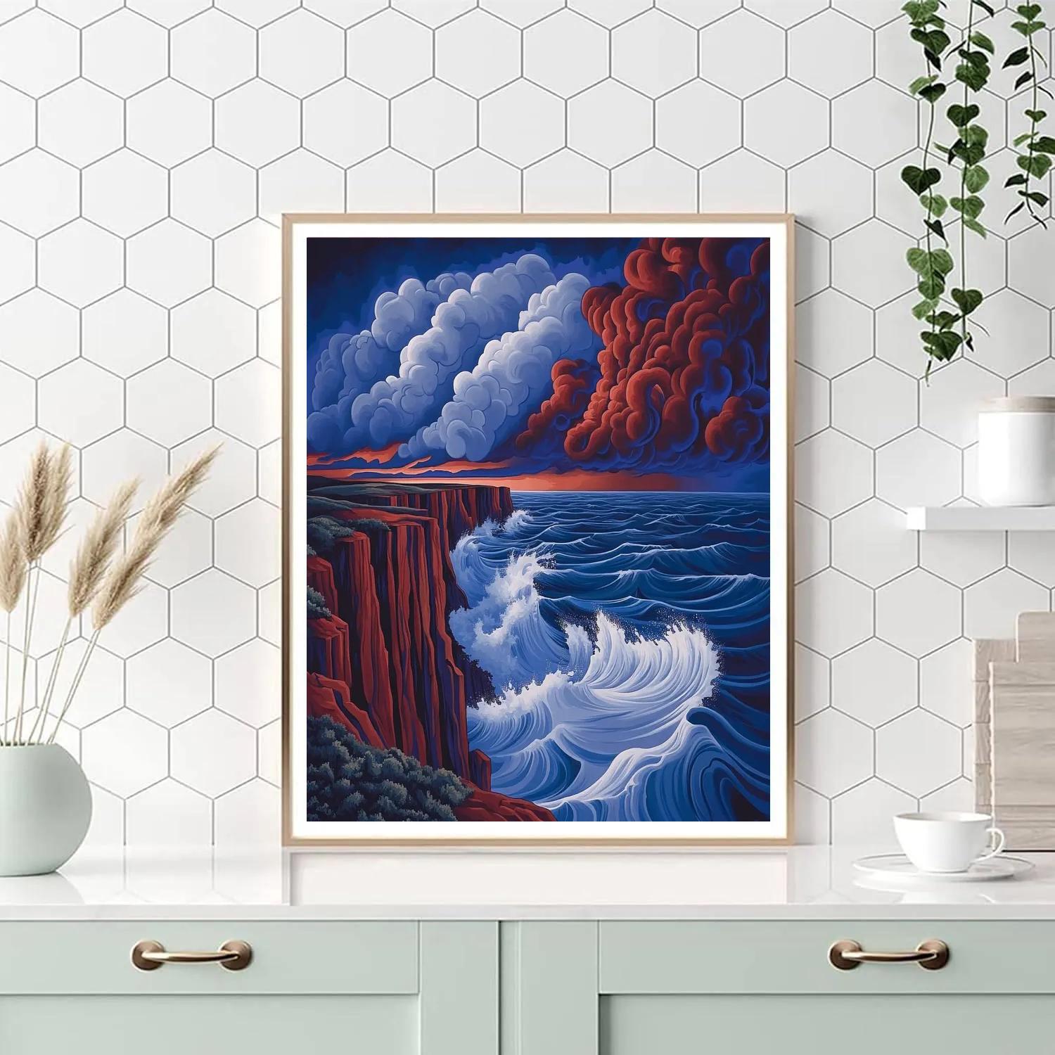 Edvard Munch Inspired Stormsong Cliffs DIY paint by numbers
