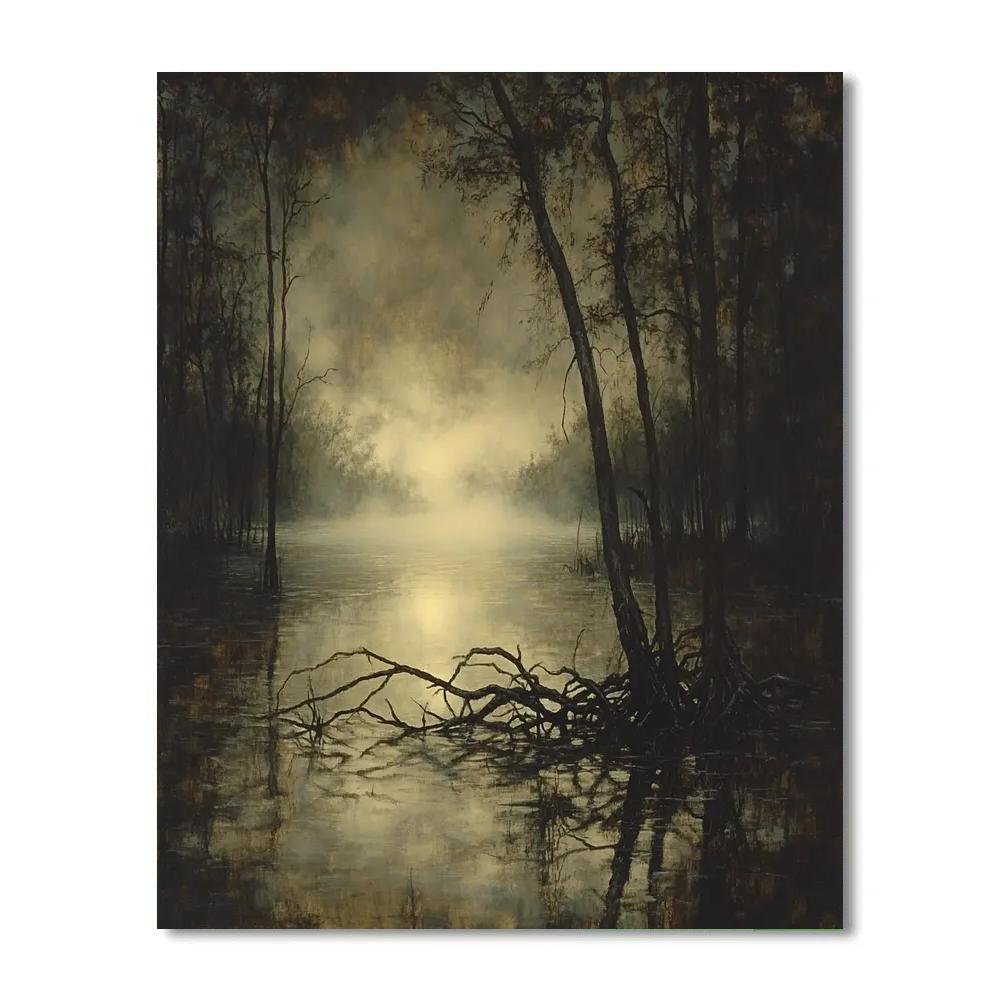 Francisco Goya Inspired Midnight Swamp With Fog Veils Paint by numbers art