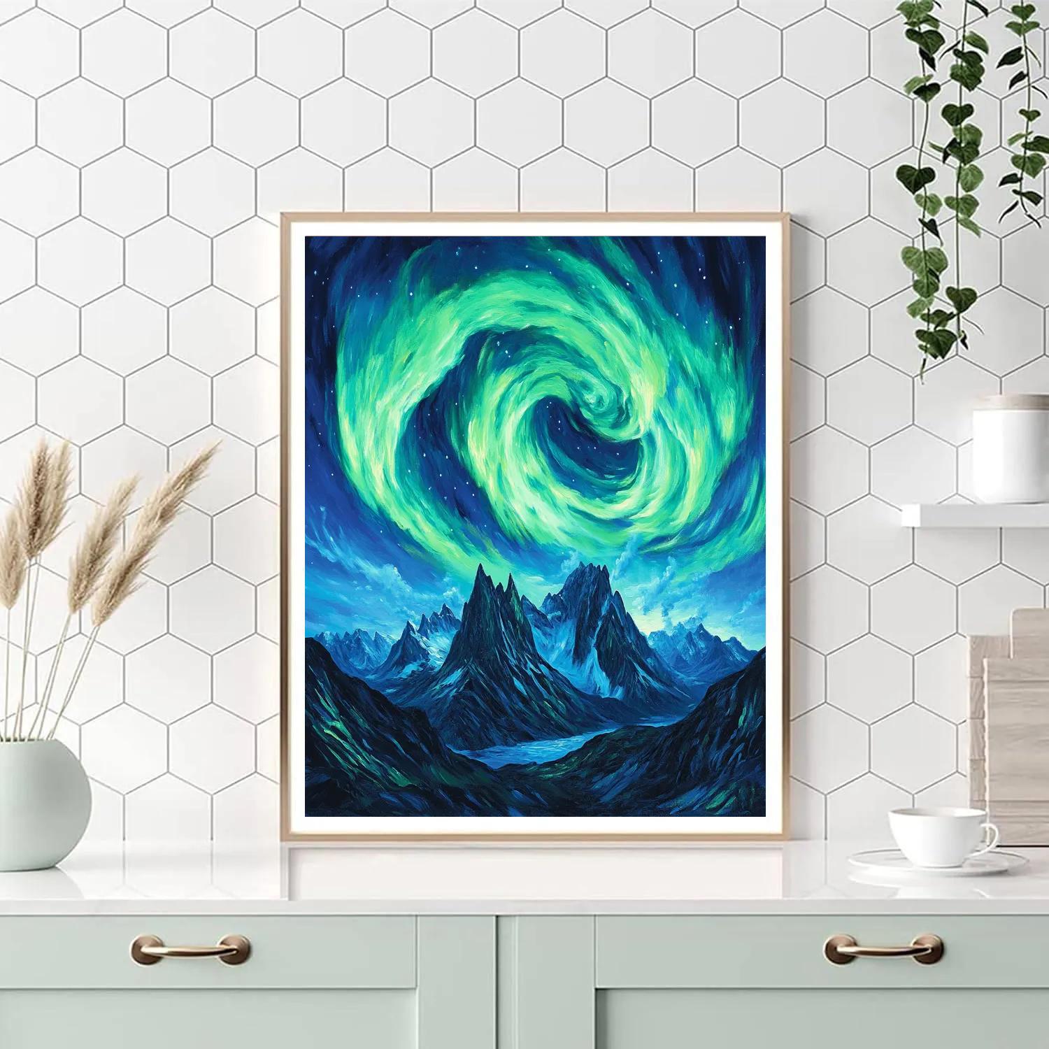 Edvard Munch Inspired Ethereal Northern Lights paint by color