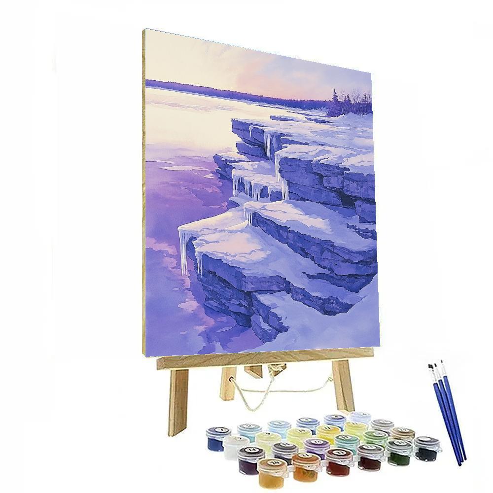 Franklin Carmichael Inspired Winter Light On Snowy Rocks Numbered painting kits