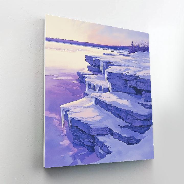 Franklin Carmichael Inspired Winter Light On Snowy Rocks Numbered painting kits