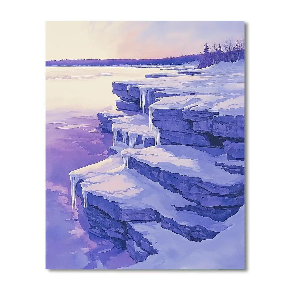 Franklin Carmichael Inspired Winter Light On Snowy Rocks Numbered painting kits