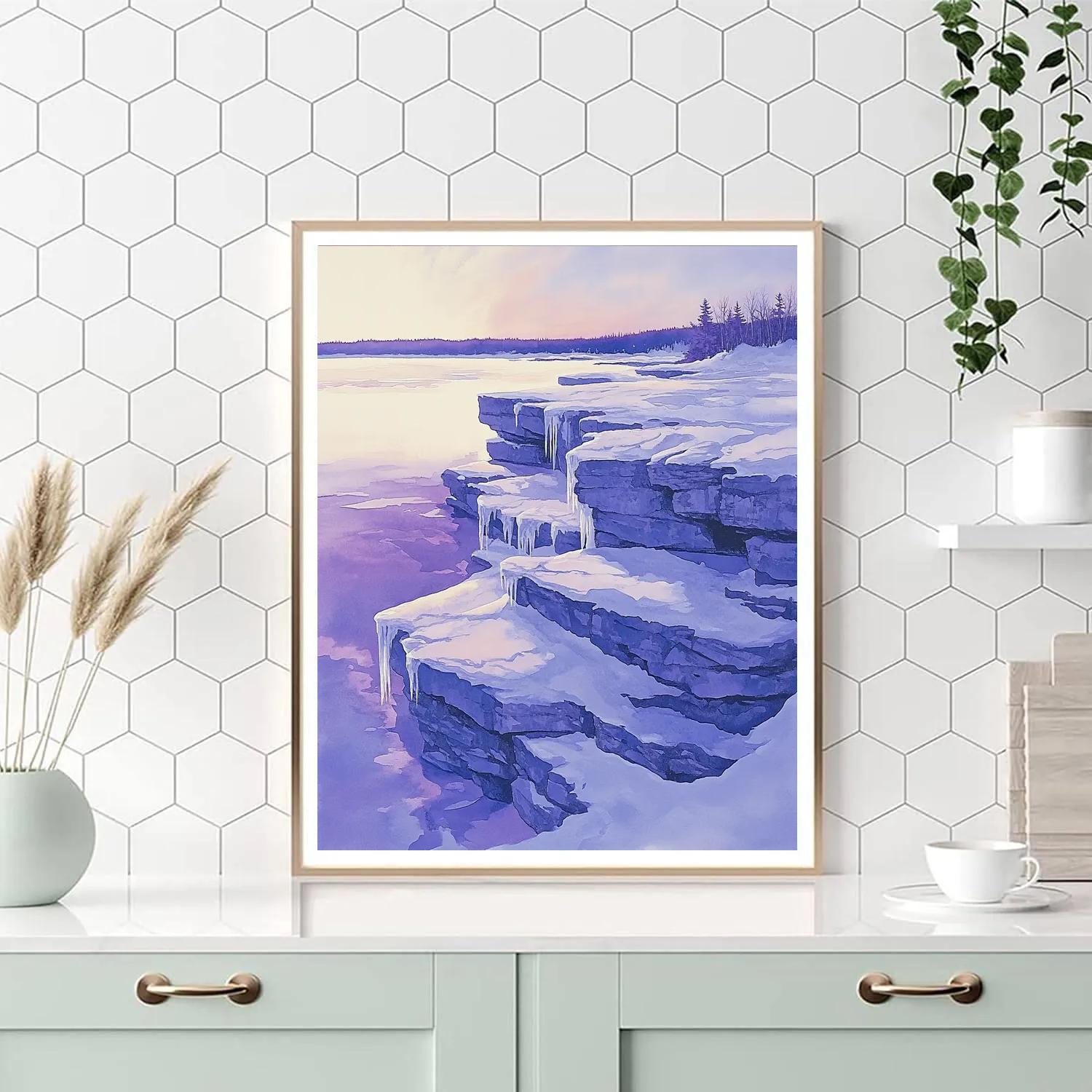 Franklin Carmichael Inspired Winter Light On Snowy Rocks Numbered painting kits