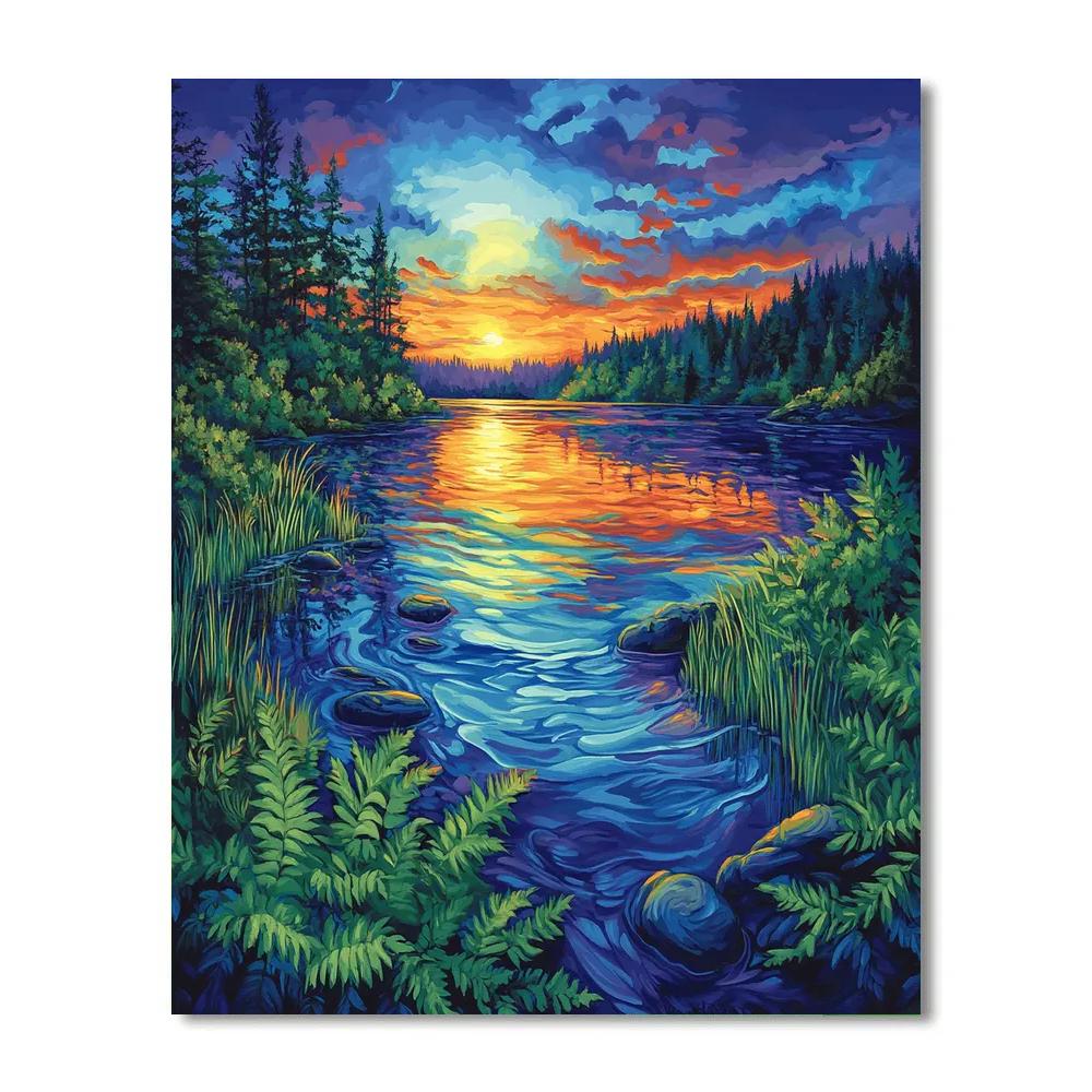 Frederick Varley Inspired Luminous Twilight Over Crystal Lake Numbered painting kits
