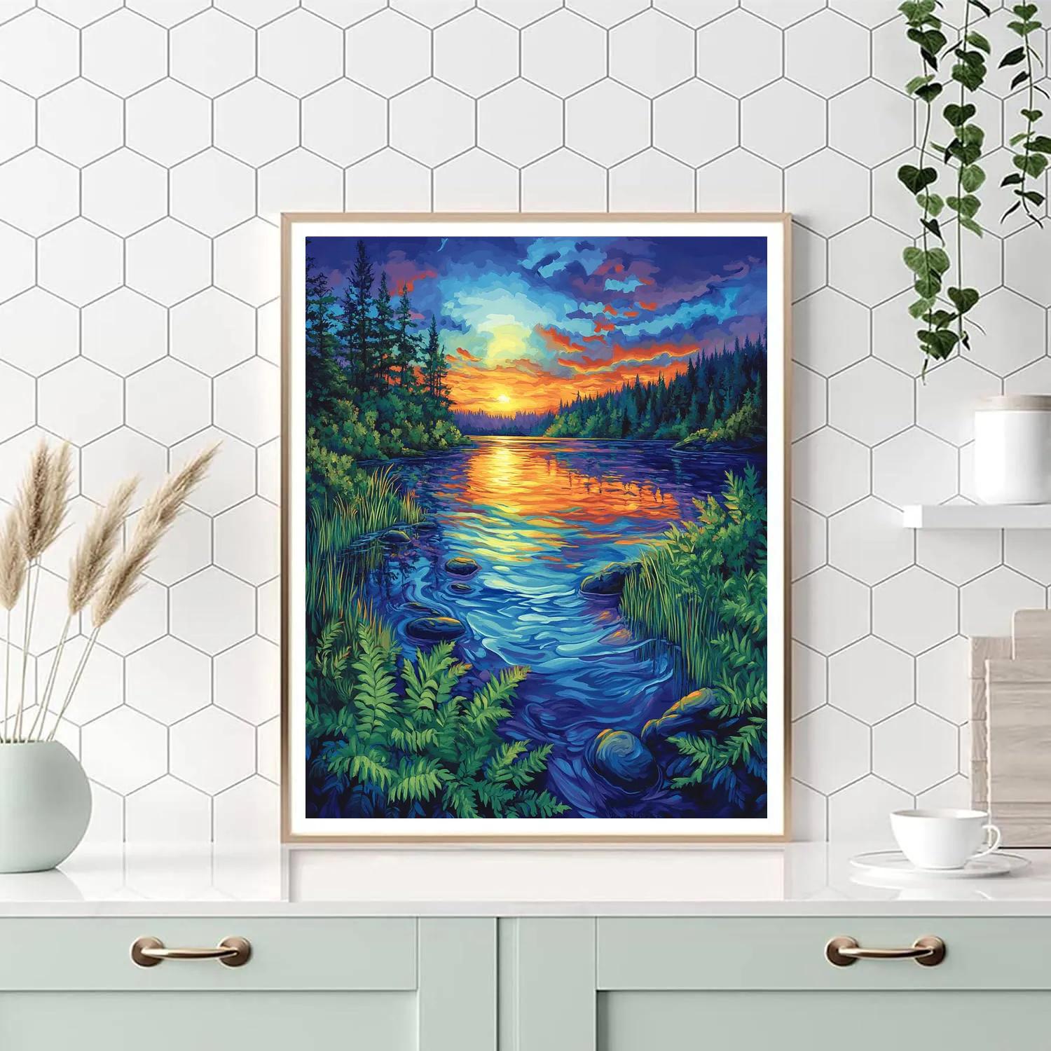 Frederick Varley Inspired Luminous Twilight Over Crystal Lake Numbered painting kits