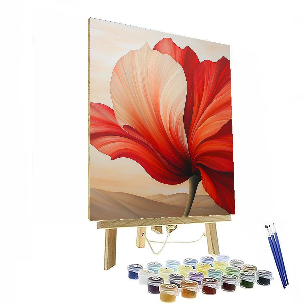 Georgia OKeeffe Inspired Red Petal Close Up DIY paint by numbers