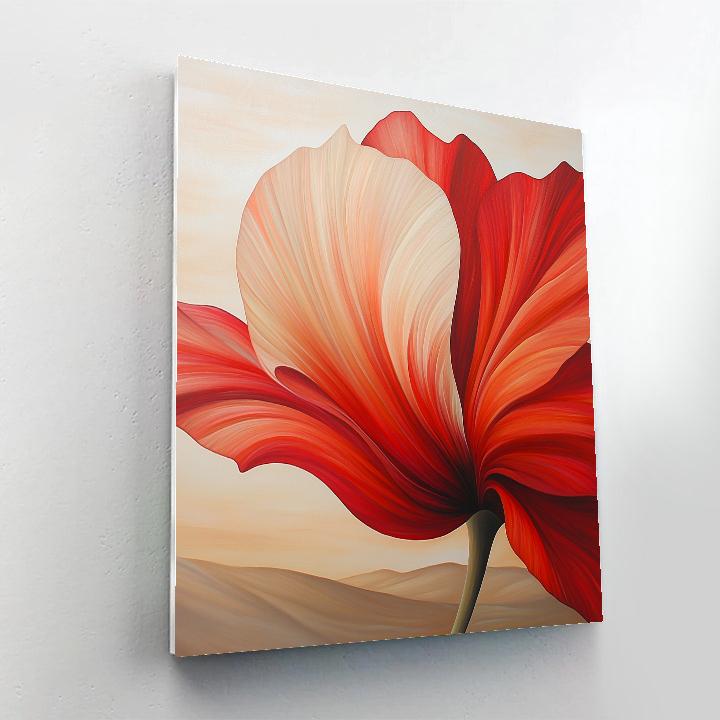 Georgia OKeeffe Inspired Red Petal Close Up DIY paint by numbers