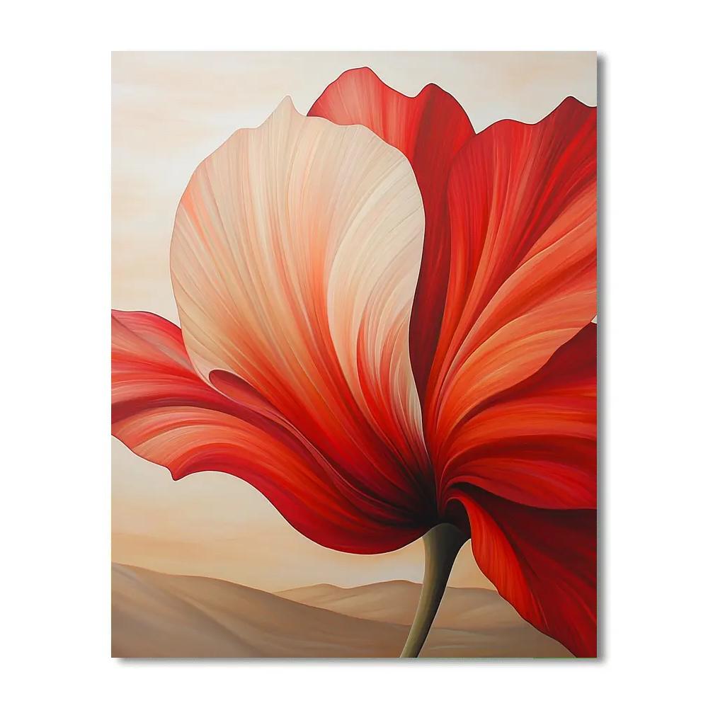 Georgia OKeeffe Inspired Red Petal Close Up DIY paint by numbers