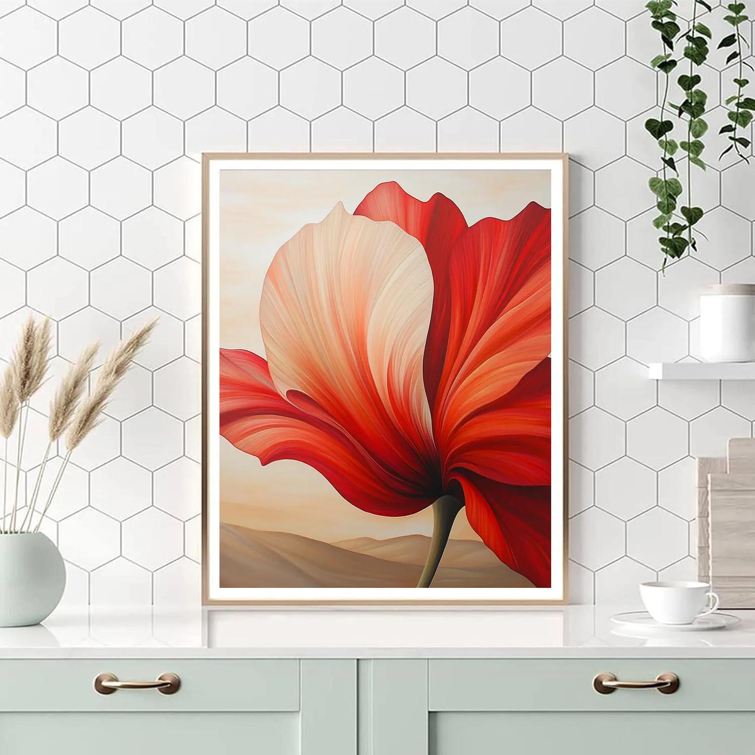 Georgia OKeeffe Inspired Red Petal Close Up DIY paint by numbers
