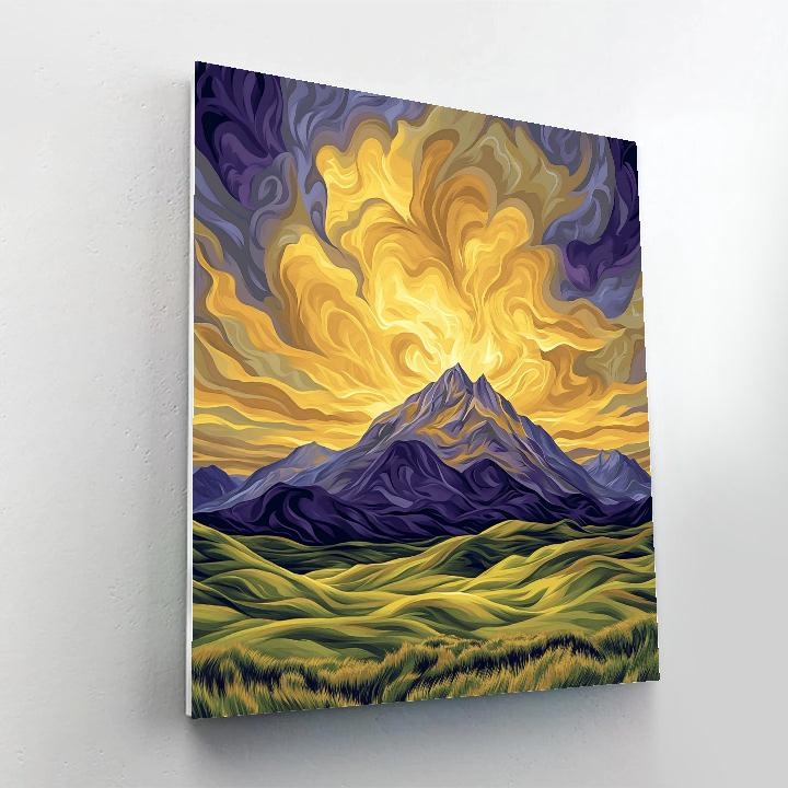 Frederick Varley Inspired Brooding Mountain Beneath Radiant Golden Sky DIY paint by numbers