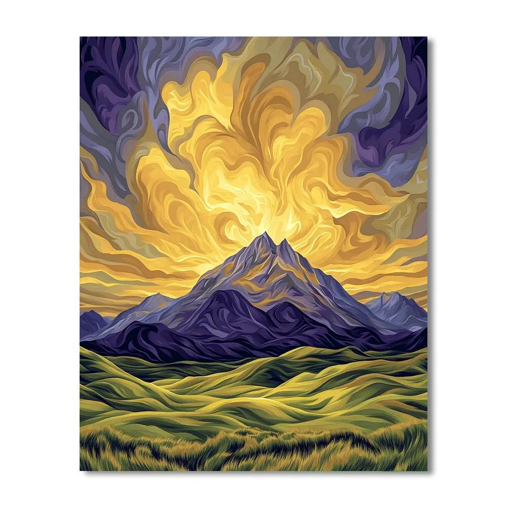 Frederick Varley Inspired Brooding Mountain Beneath Radiant Golden Sky DIY paint by numbers