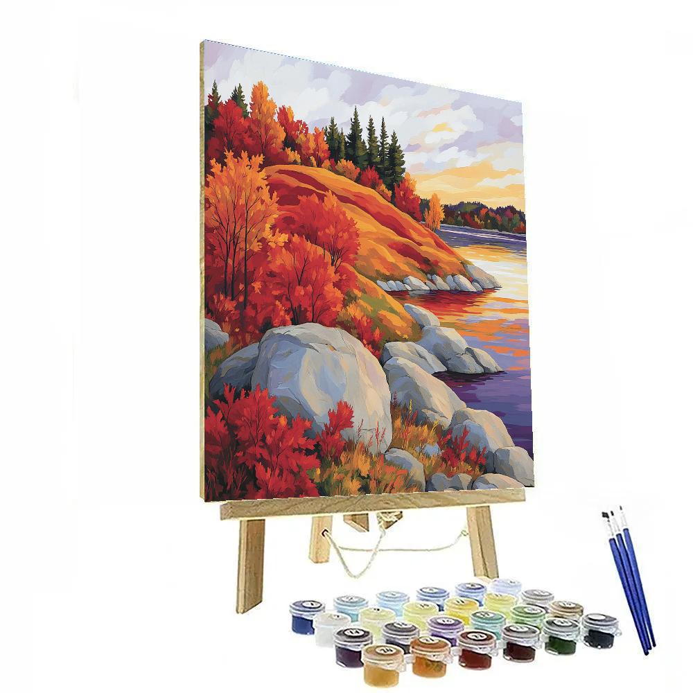 Franklin Carmichael Inspired Autumn Shoreline Serenity paint by numbers