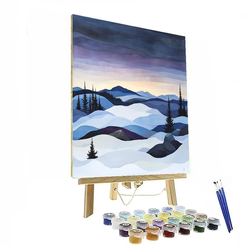 Franklin Carmichael Inspired Winter Twilight Over Snowy Hills DIY paint by numbers