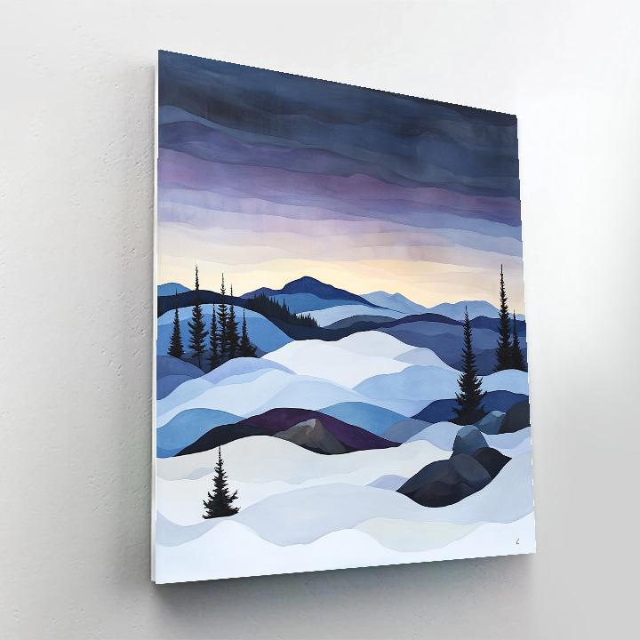 Franklin Carmichael Inspired Winter Twilight Over Snowy Hills DIY paint by numbers