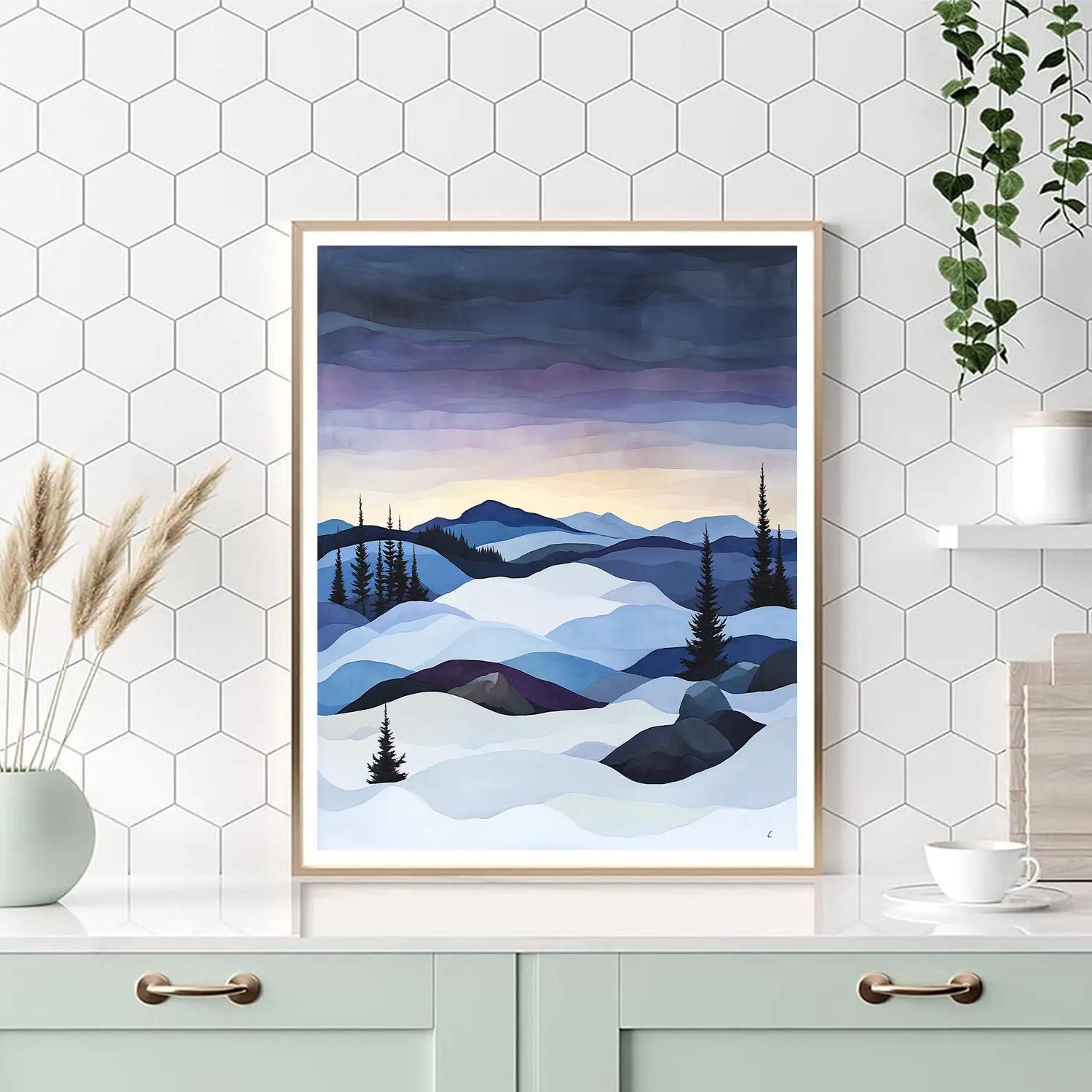 Franklin Carmichael Inspired Winter Twilight Over Snowy Hills DIY paint by numbers