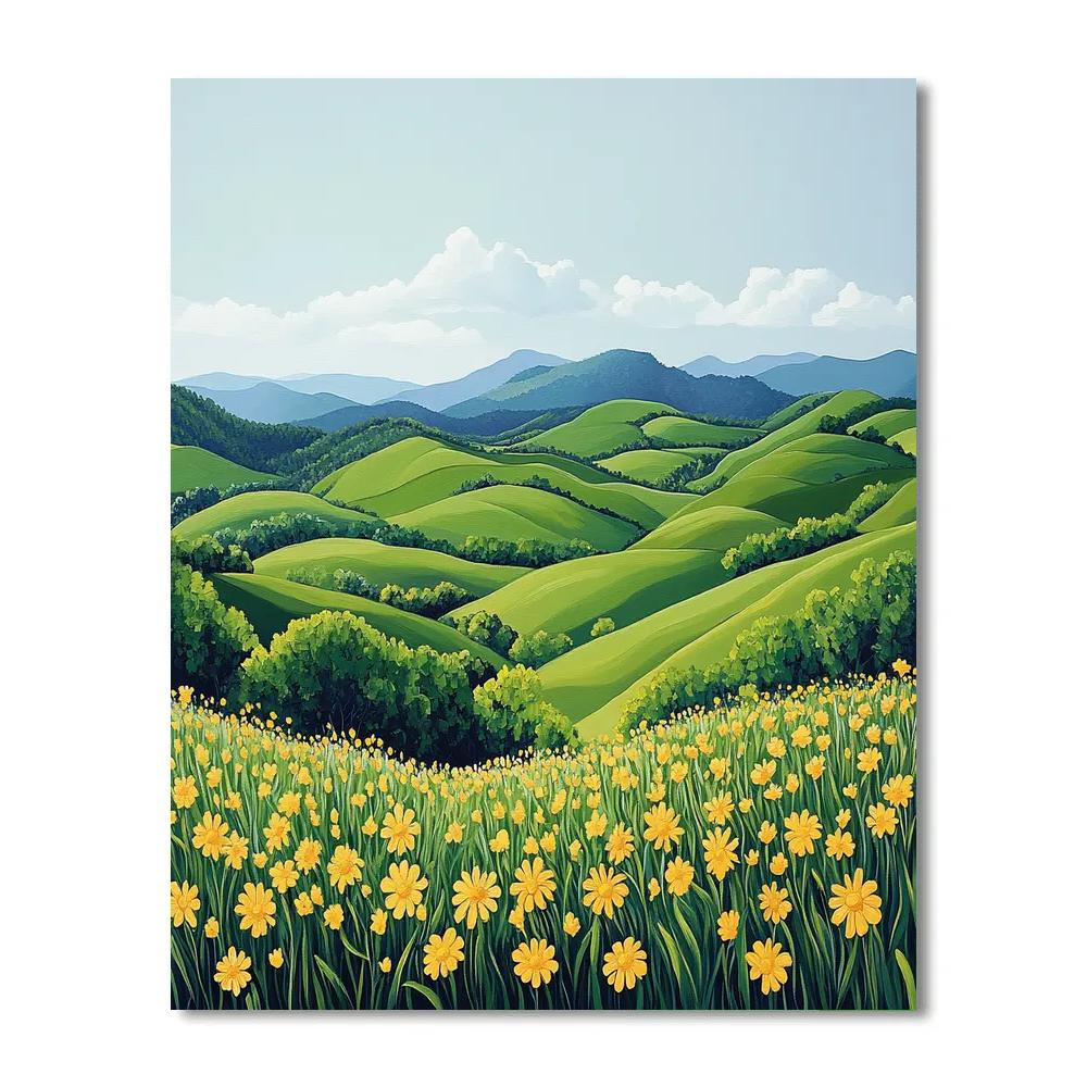 Franklin Carmichael Inspired Springtime Meadow And Distant Hills Numbered painting kits