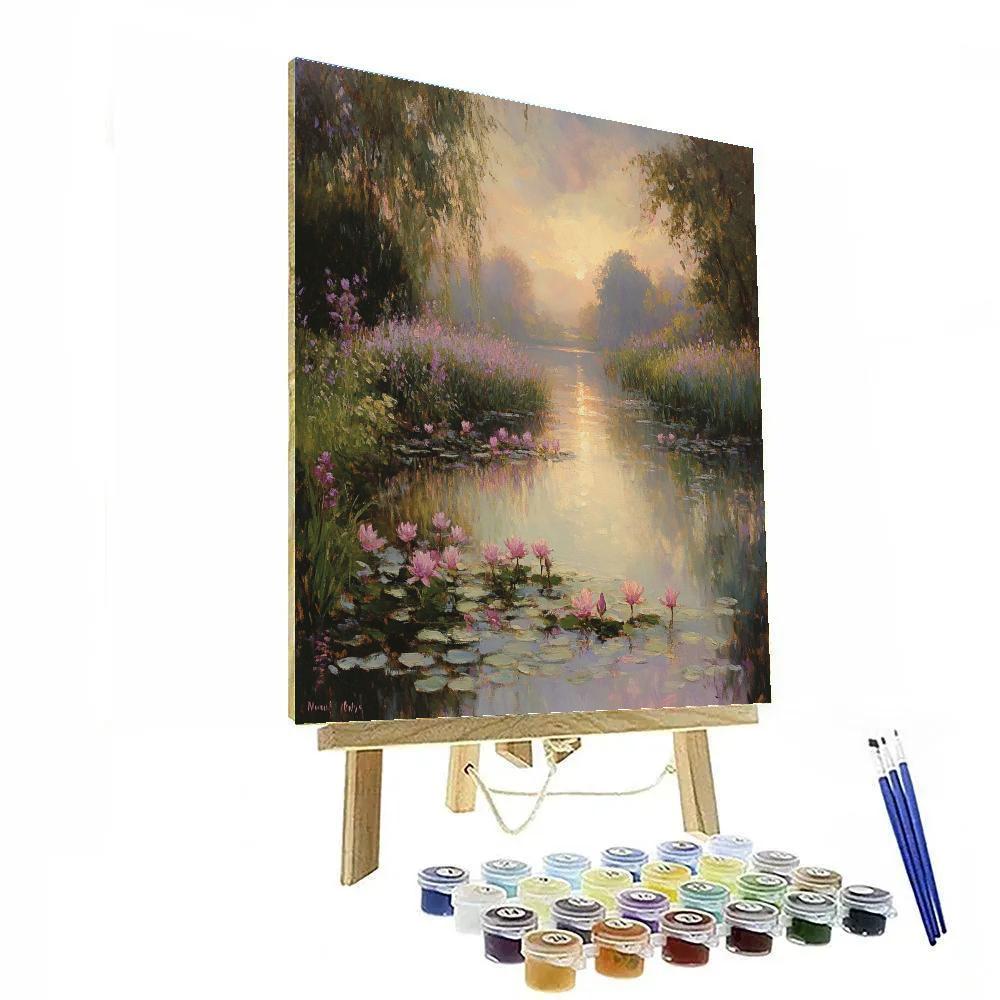 Monet Inspired Misty Morning Garden paint by color