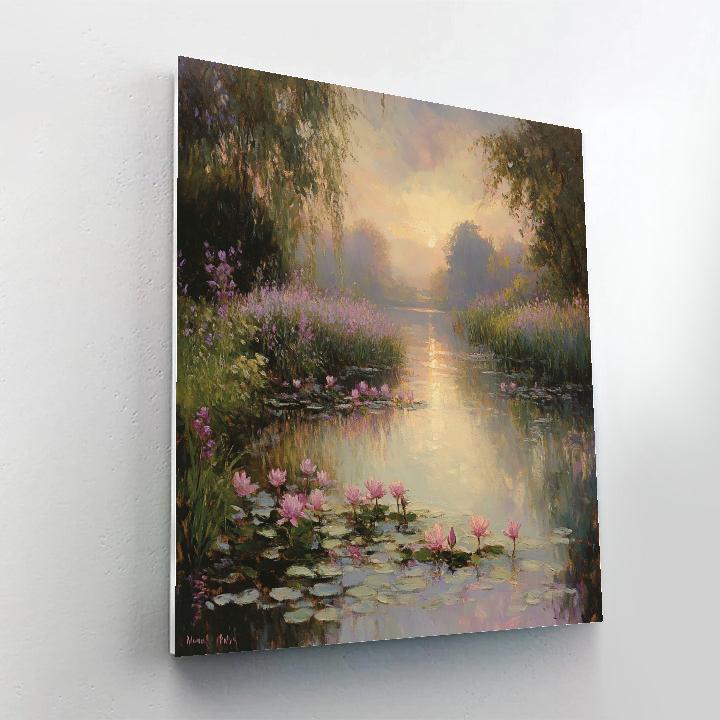 Monet Inspired Misty Morning Garden paint by color