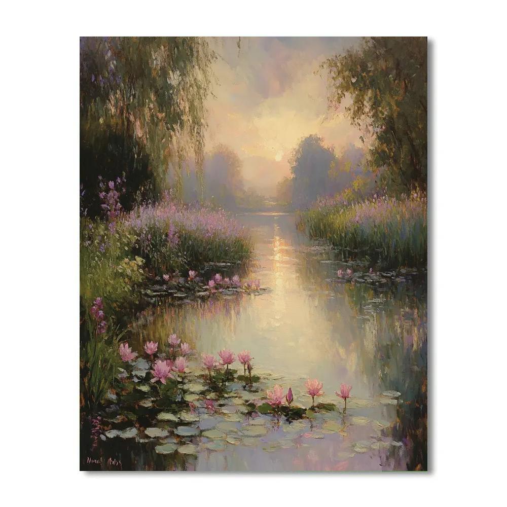 Monet Inspired Misty Morning Garden paint by color