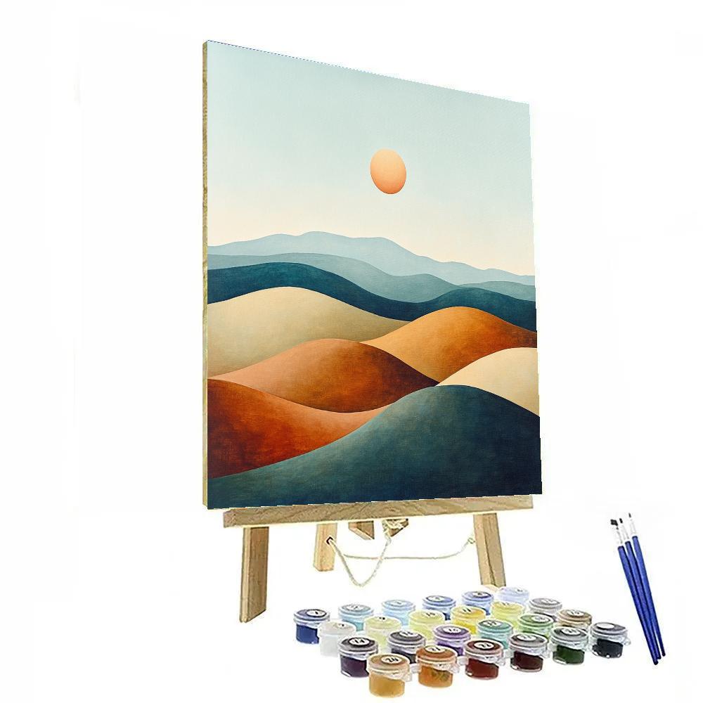 Georgia OKeeffe Inspired Rolling Desert Hills Under Cerulean Sky paint by number