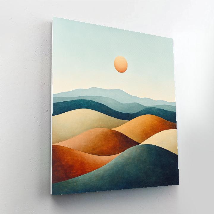 Georgia OKeeffe Inspired Rolling Desert Hills Under Cerulean Sky paint by number