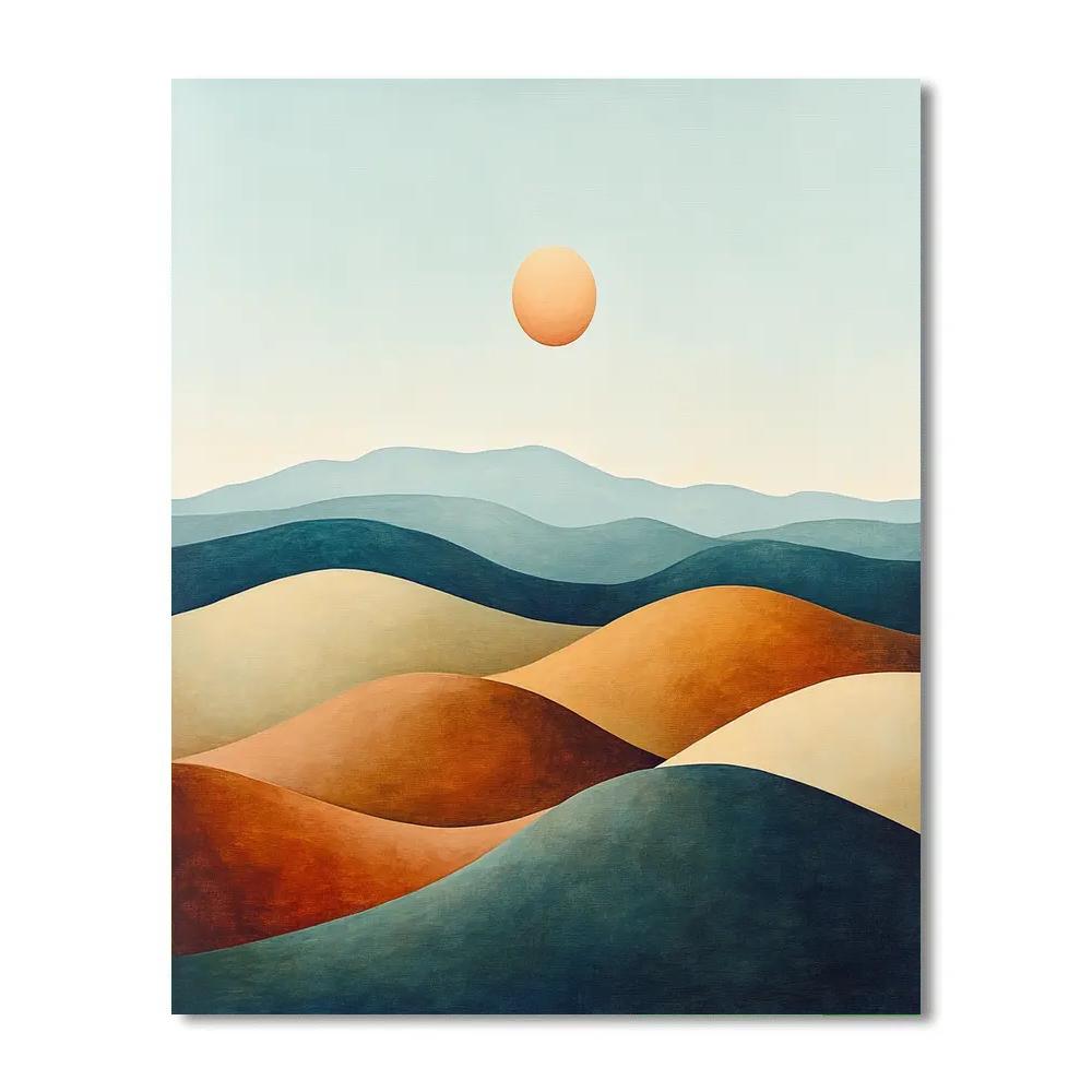 Georgia OKeeffe Inspired Rolling Desert Hills Under Cerulean Sky paint by number