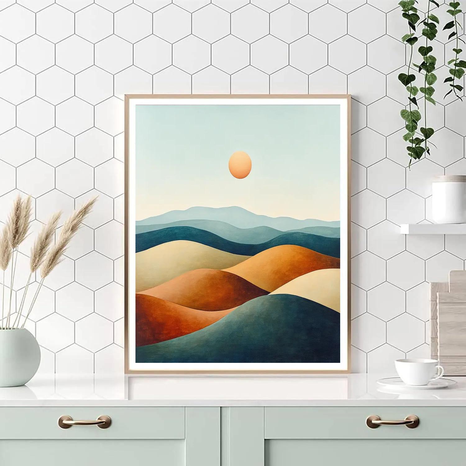 Georgia OKeeffe Inspired Rolling Desert Hills Under Cerulean Sky paint by number