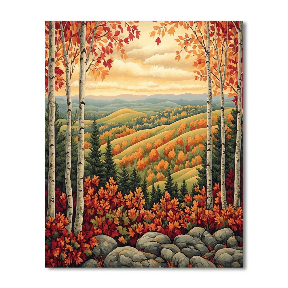 J. E. H. MacDonald Inspired Autumn Algoma Hills paint by numbers