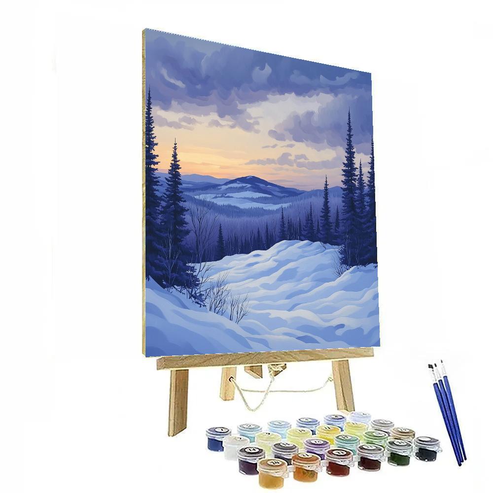 J. E. H. MacDonald Inspired Winter Boreal Ridge At Twilight Paint by numbers art