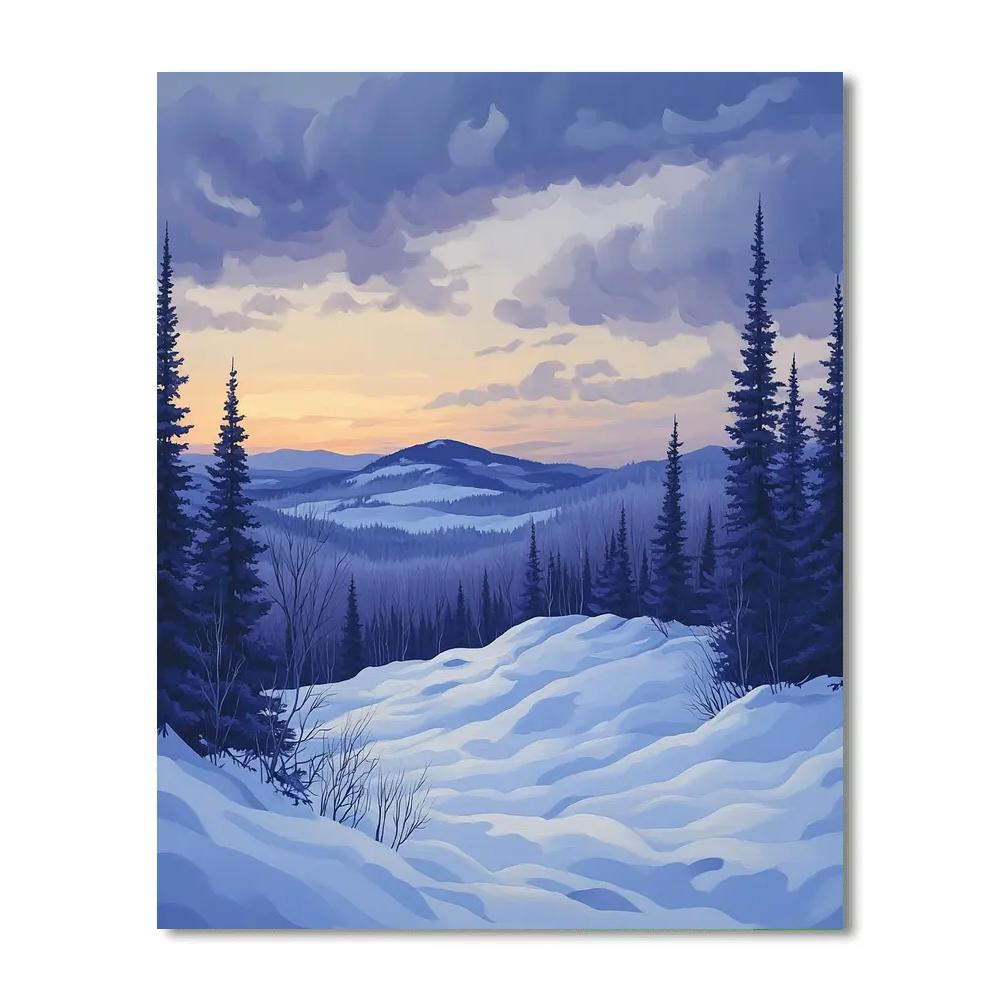 J. E. H. MacDonald Inspired Winter Boreal Ridge At Twilight Paint by numbers art