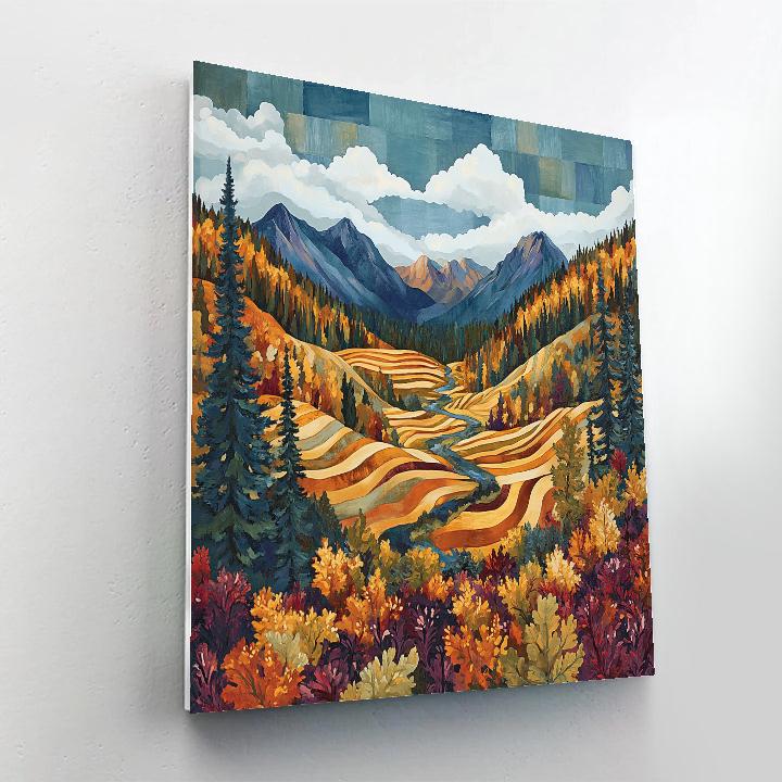 J. E. H. MacDonald Inspired Rhythmic Mountain Valley Number painting