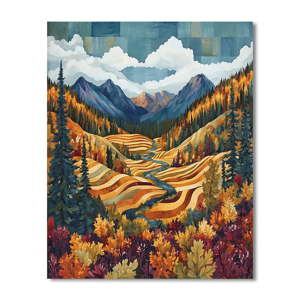 J. E. H. MacDonald Inspired Rhythmic Mountain Valley Number painting