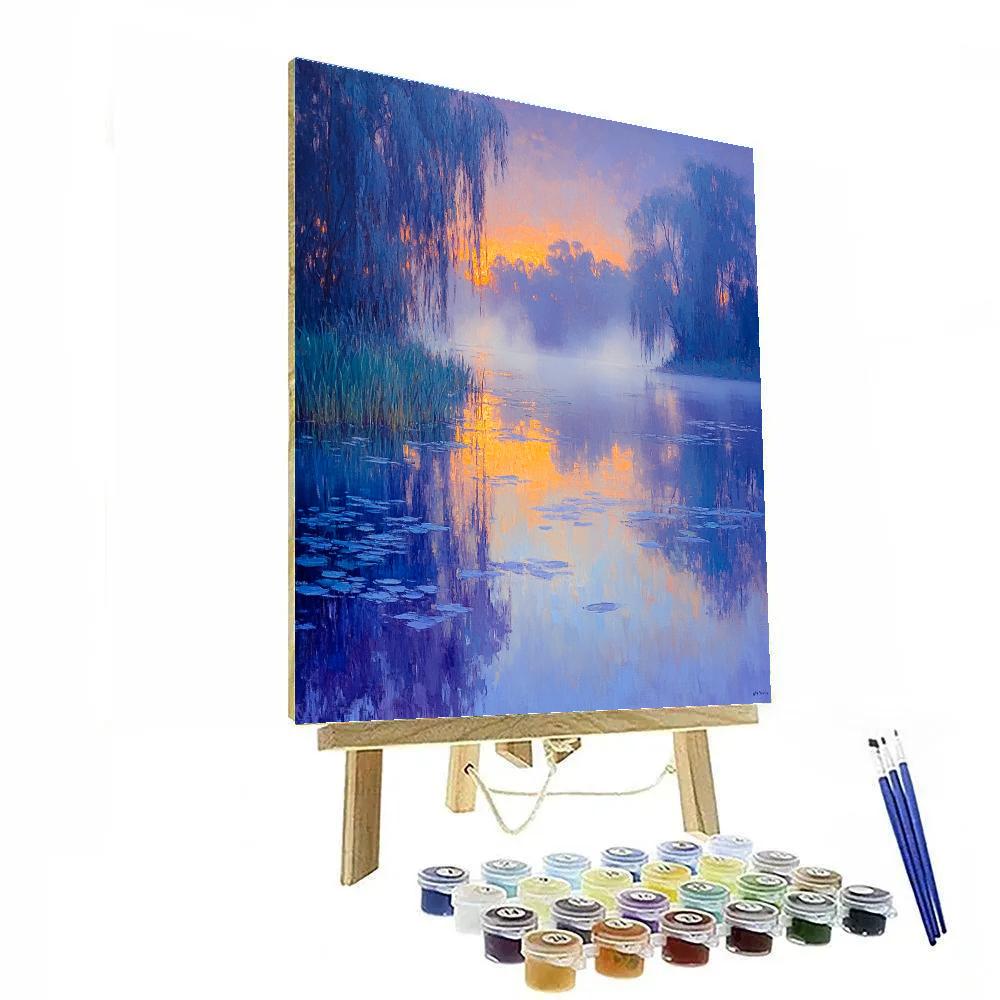Claude Monet Inspired Twilight Lakeside Number painting